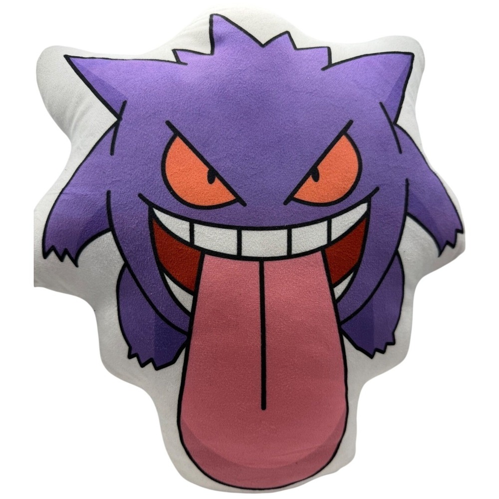 Pokemon Gengar Plush Throw Pillow Purple White 12x14 Ghost Type Video Game Decor